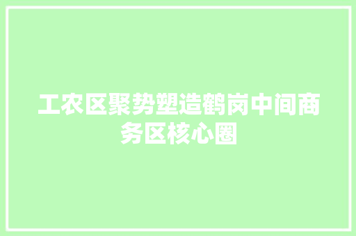 工农区聚势塑造鹤岗中间商务区核心圈