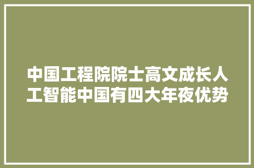 中国工程院院士高文成长人工智能中国有四大年夜优势