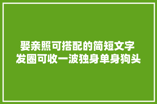 娶亲照可搭配的简短文字 发圈可收一波独身单身狗头