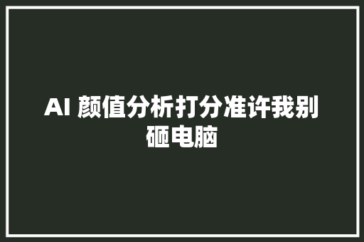 AI 颜值分析打分准许我别砸电脑