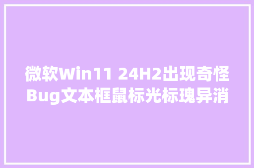 微软Win11 24H2出现奇怪Bug文本框鼠标光标瑰异消失