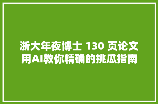 浙大年夜博士 130 页论文用AI教你精确的挑瓜指南