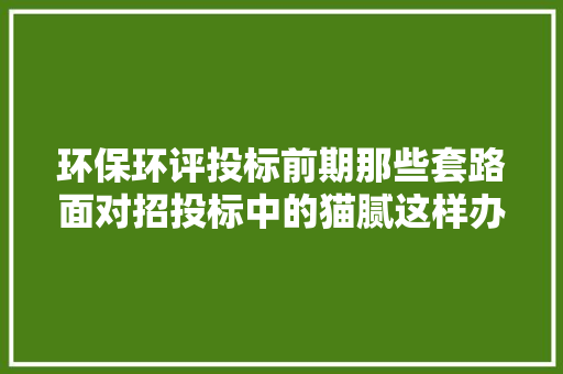 环保环评投标前期那些套路面对招投标中的猫腻这样办