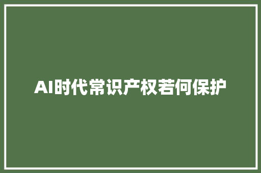 AI时代常识产权若何保护