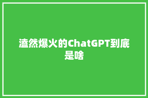 溘然爆火的ChatGPT到底是啥