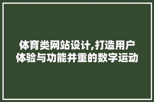 体育类网站设计,打造用户体验与功能并重的数字运动空间