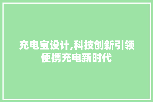 充电宝设计,科技创新引领便携充电新时代