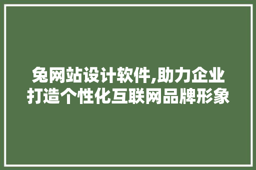 兔网站设计软件,助力企业打造个性化互联网品牌形象