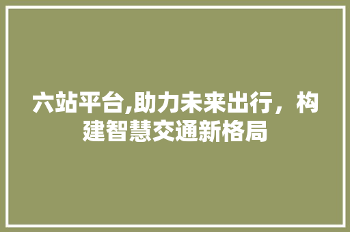 六站平台,助力未来出行，构建智慧交通新格局