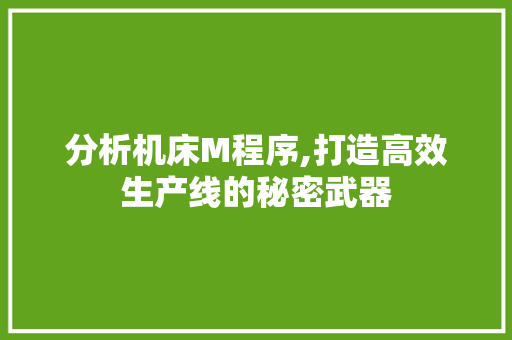 分析机床M程序,打造高效生产线的秘密武器