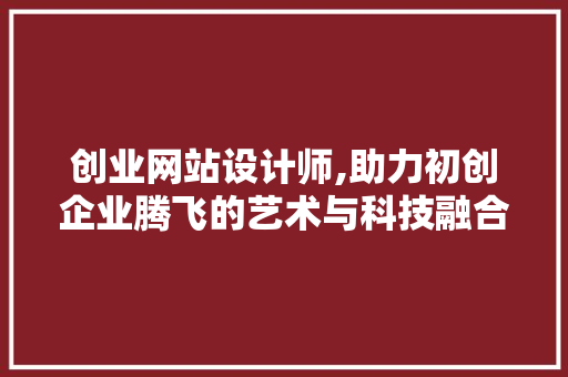 创业网站设计师,助力初创企业腾飞的艺术与科技融合