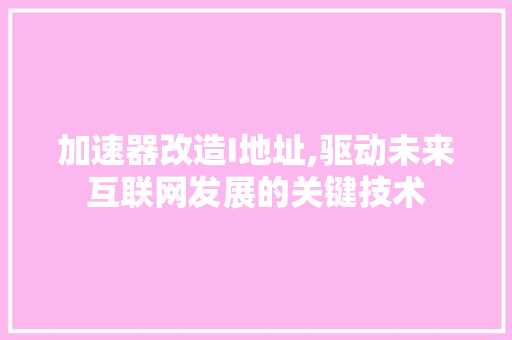 加速器改造I地址,驱动未来互联网发展的关键技术