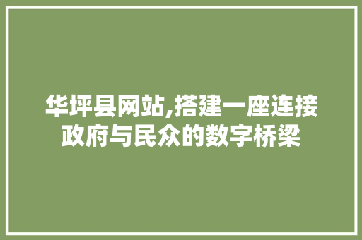 华坪县网站,搭建一座连接政府与民众的数字桥梁