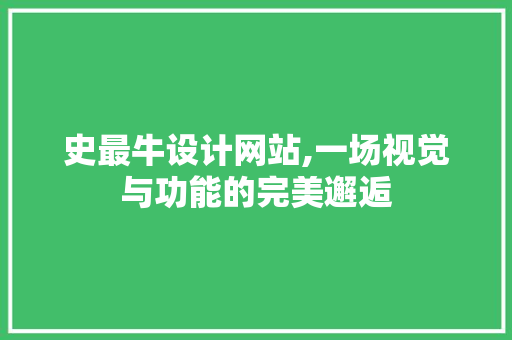 史最牛设计网站,一场视觉与功能的完美邂逅