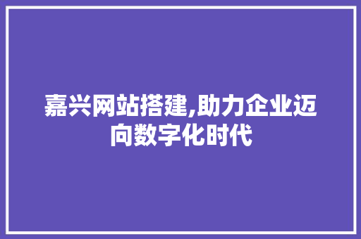 嘉兴网站搭建,助力企业迈向数字化时代