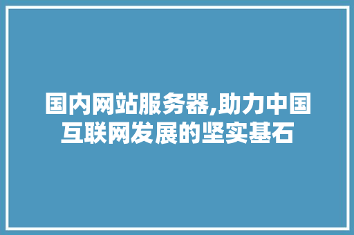 国内网站服务器,助力中国互联网发展的坚实基石