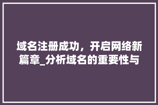 域名注册成功，开启网络新篇章_分析域名的重要性与步骤