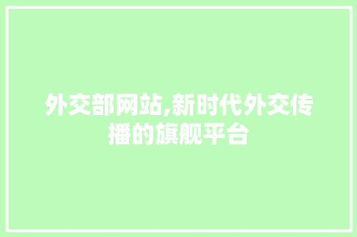 外交部网站,新时代外交传播的旗舰平台