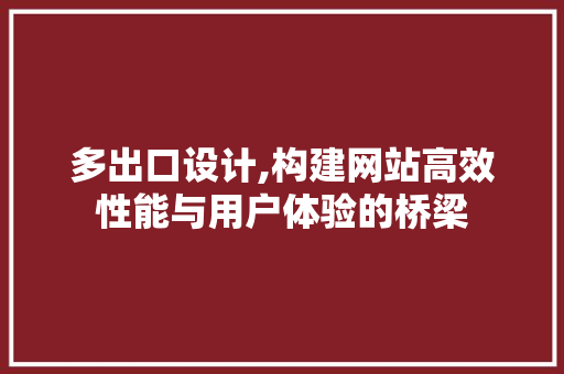 多出口设计,构建网站高效性能与用户体验的桥梁