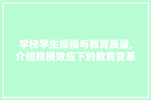 学校学生规模与教育质量,介绍规模效应下的教育变革