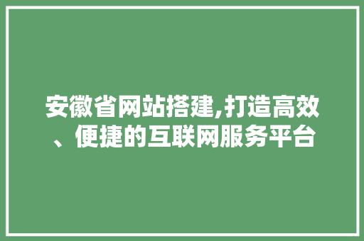 安徽省网站搭建,打造高效、便捷的互联网服务平台