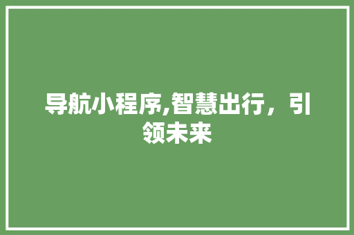 导航小程序,智慧出行，引领未来