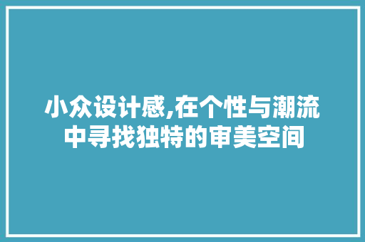 小众设计感,在个性与潮流中寻找独特的审美空间