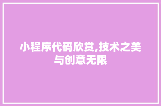 小程序代码欣赏,技术之美与创意无限