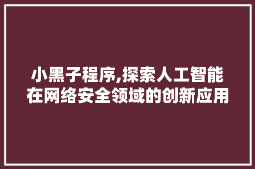 小黑子程序,探索人工智能在网络安全领域的创新应用