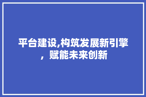 平台建设,构筑发展新引擎，赋能未来创新