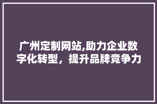 广州定制网站,助力企业数字化转型，提升品牌竞争力