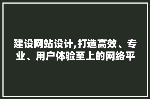 建设网站设计,打造高效、专业、用户体验至上的网络平台