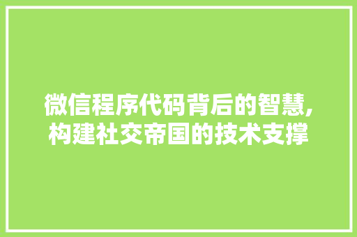 微信程序代码背后的智慧,构建社交帝国的技术支撑