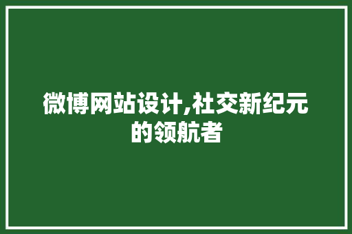 微博网站设计,社交新纪元的领航者