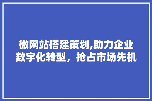 微网站搭建策划,助力企业数字化转型，抢占市场先机