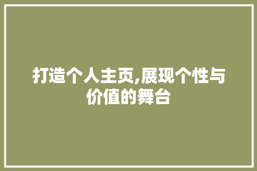 打造个人主页,展现个性与价值的舞台