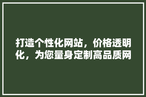 打造个性化网站，价格透明化，为您量身定制高品质网站体验