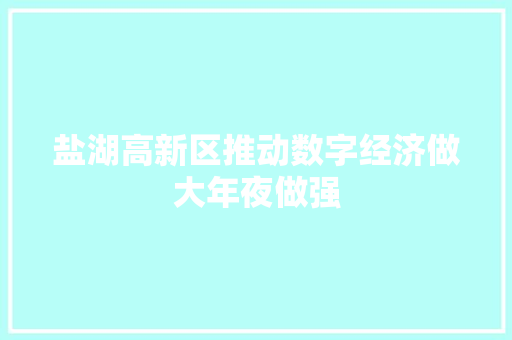 盐湖高新区推动数字经济做大年夜做强