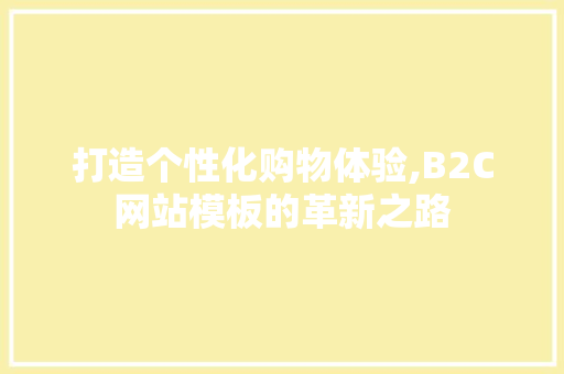 打造个性化购物体验,B2C网站模板的革新之路