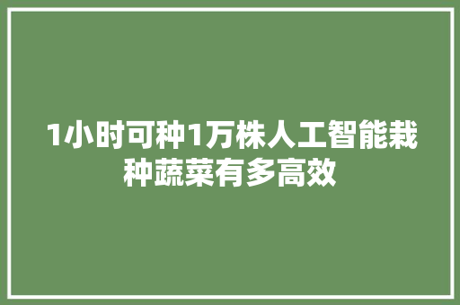 1小时可种1万株人工智能栽种蔬菜有多高效