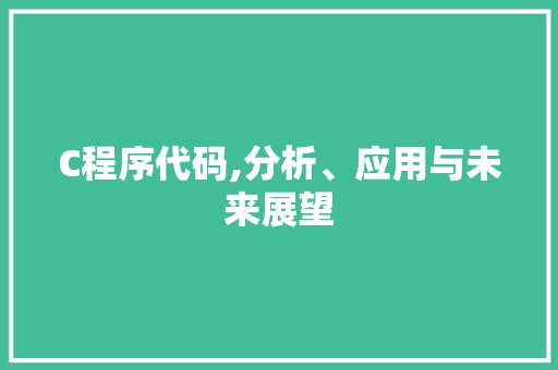 C程序代码,分析、应用与未来展望