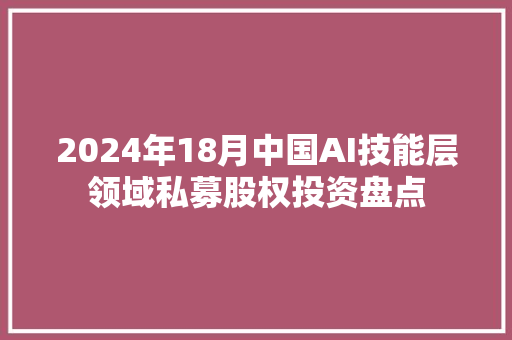 2024年18月中国AI技能层领域私募股权投资盘点