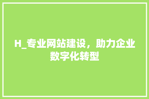 H_专业网站建设，助力企业数字化转型