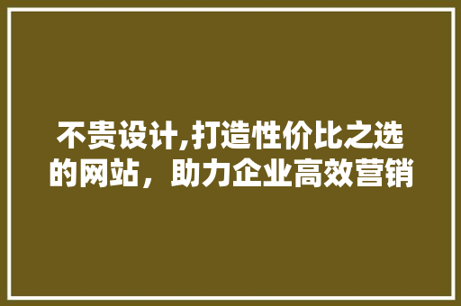 不贵设计,打造性价比之选的网站，助力企业高效营销