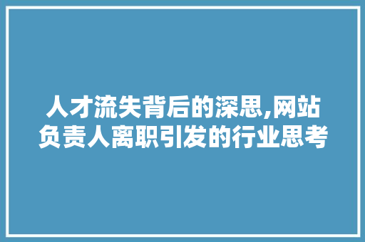 人才流失背后的深思,网站负责人离职引发的行业思考