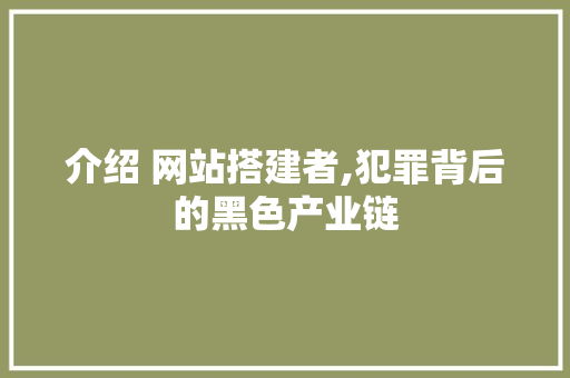 介绍 网站搭建者,犯罪背后的黑色产业链