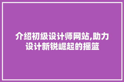 介绍初级设计师网站,助力设计新锐崛起的摇篮