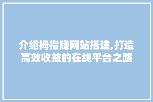 介绍拇指赚网站搭建,打造高效收益的在线平台之路