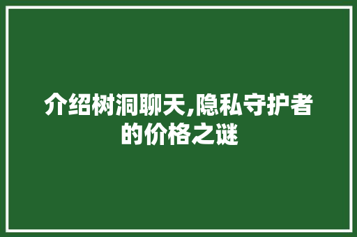 介绍树洞聊天,隐私守护者的价格之谜