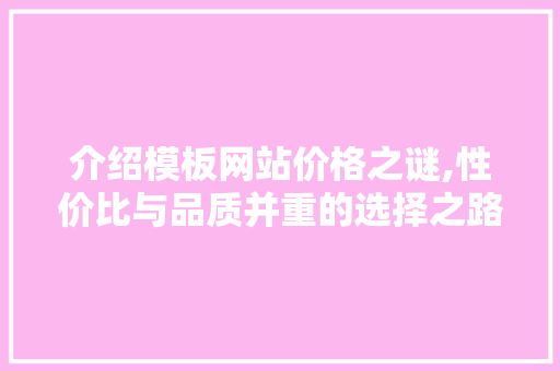 介绍模板网站价格之谜,性价比与品质并重的选择之路